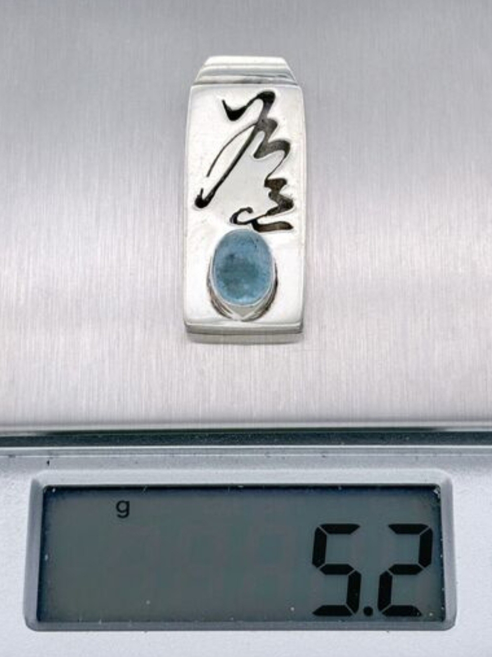 Vintage Sterling Silver Blue Gemstone Vertical Statement Pendant Unisex - Picture 6 of 6